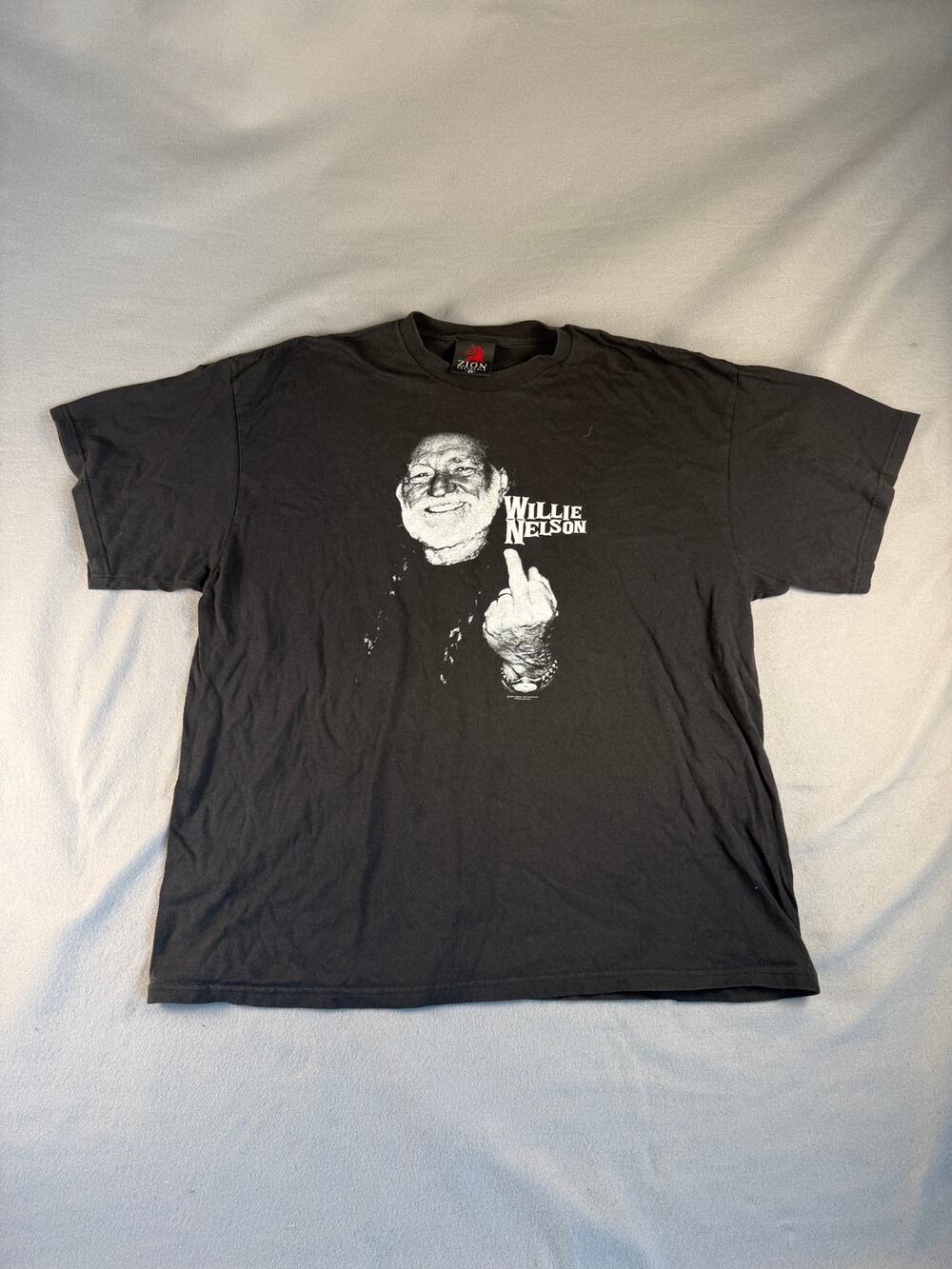 Vintage Willie Nelson T-Shirt Men 2XL Zion Rootswear Black Middle Finger Country